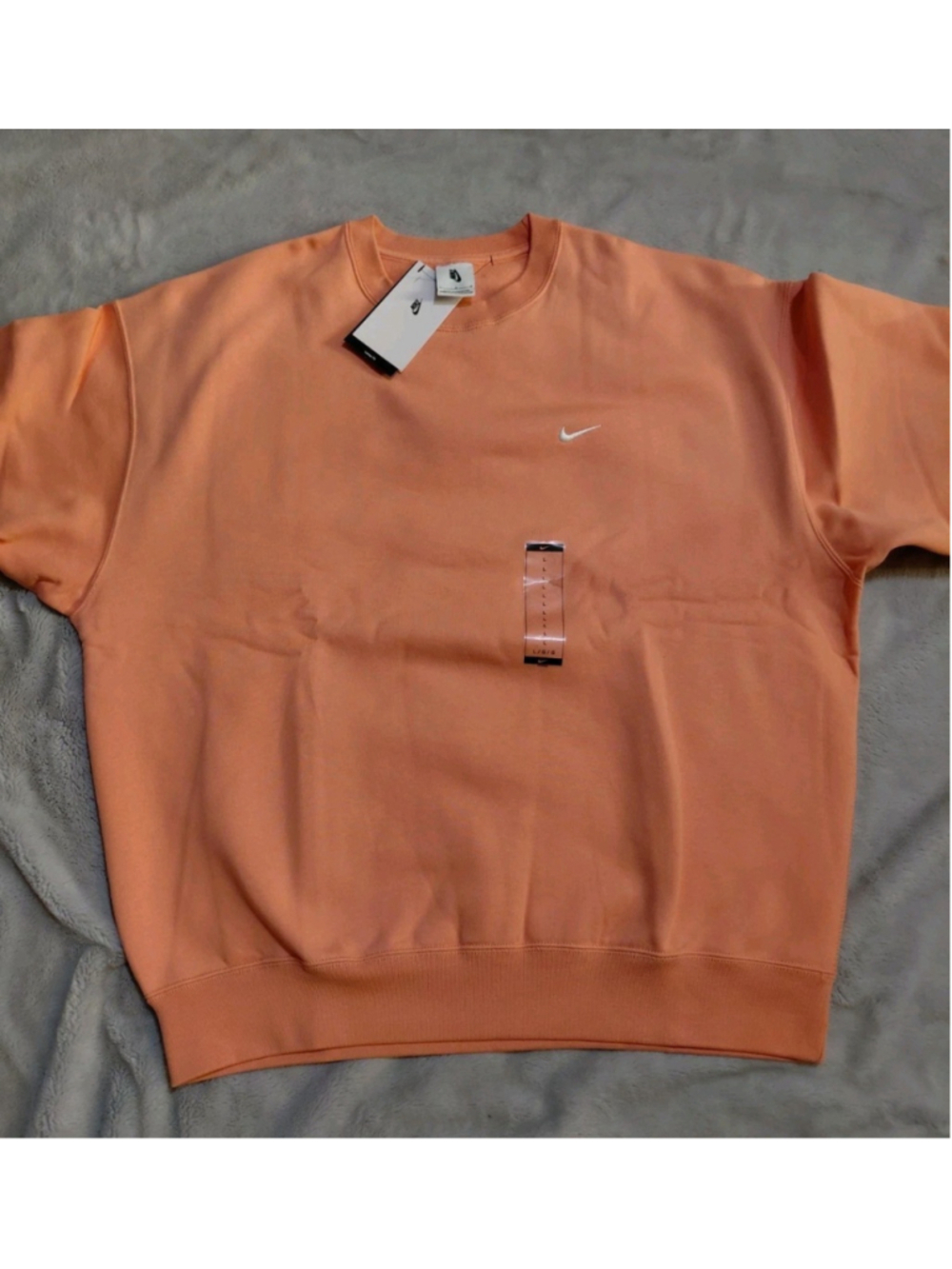 Nike Solo Swoosh Fleece Crewneck Sweatshirt Peach Orange Men’s Size Large NWT